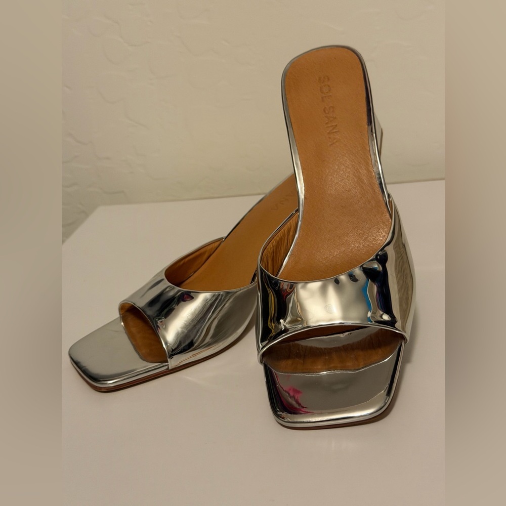 Sol Sana Metallic Silver Mules